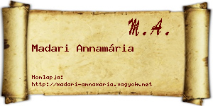 Madari Annamária névjegykártya